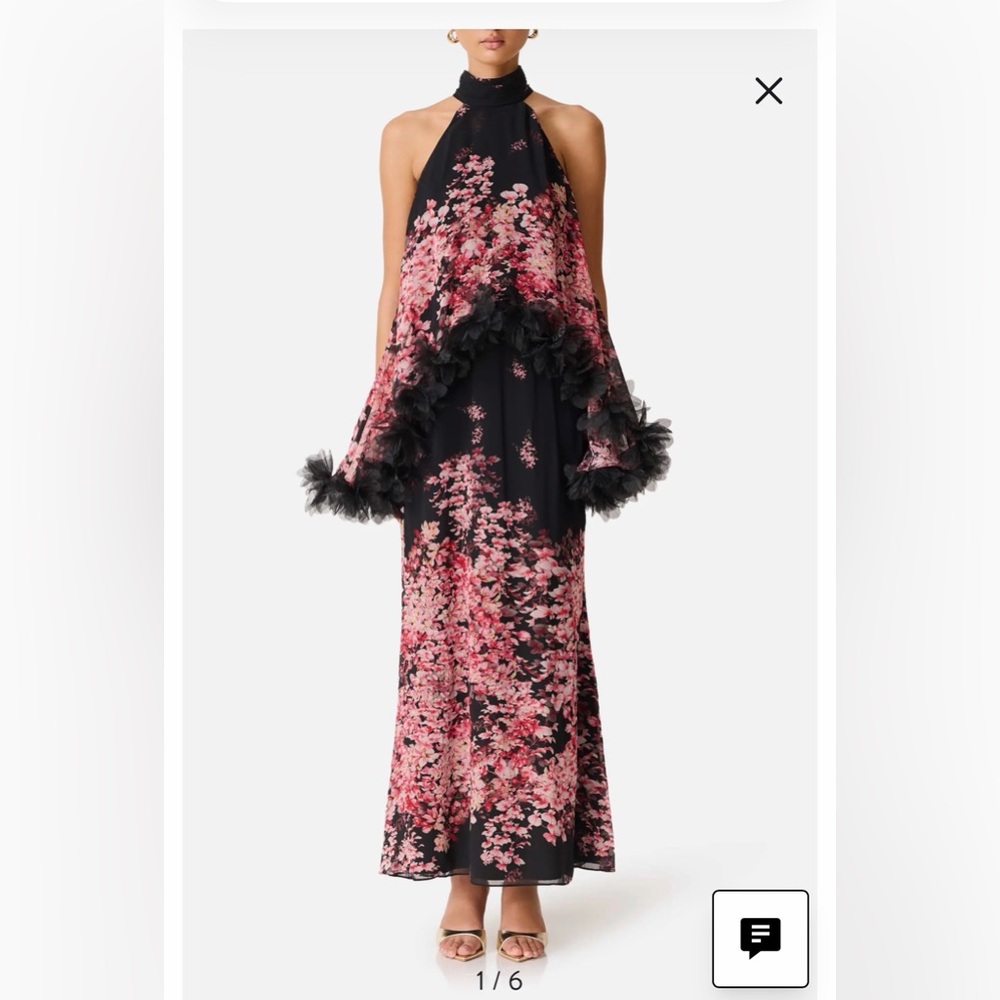 Tulsia Cape Maxi Dress in Red & Black Multi- worn once!!!